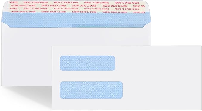 #10 Window Envelopes 72P, Double Window Envelopes Self Seal for Invoices, Statements and Business Checks, Size 4-1/8 x 9-1/2 Inches (White)