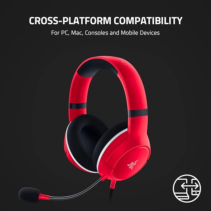 Razer Kaira X Wired Headset for Xbox Series X|S, Xbox One, PC, Mac & Mobile Devices: Triforce 50mm Drivers - HyperClear Cardioid Mic - Memory Foam Ear Cushions - On-Headset Controls - Pulse Red