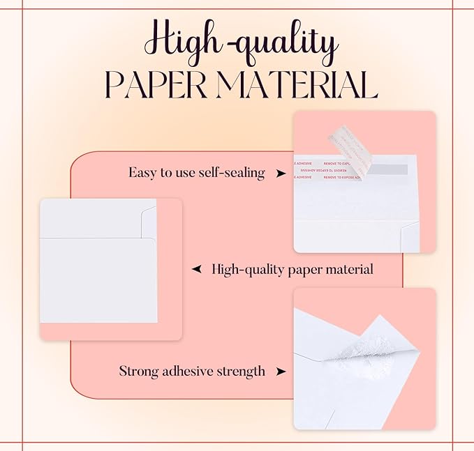 ACSTEP 100Pack A4 Envelopes 4-1/4 X6-1/4 Inch Self seal White 4 X 6 Envelopes For for Weddings, Invitations, Photos, Postcards, Greeting Cards Mailing,Baby Shower, Graduation