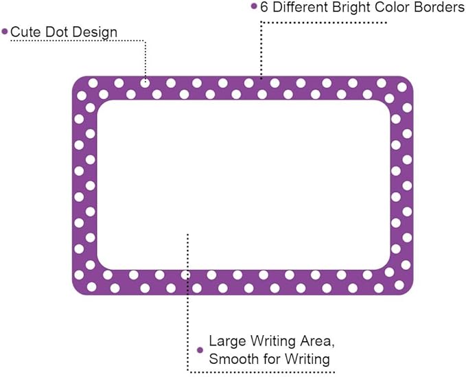 300 Cute Dot Name Tag Stickers Colorful Border Name Labels for School, Office, Home Can Be Used on Clothes, Storage Boxes, Packages - Updated Stronger Stickiness