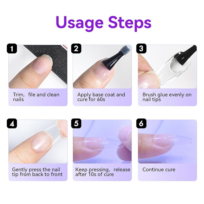 JEWHITENY 2pcs 10ML Nail Glue Gel for Nail Tips Nail Gel Glue for False Nails Tips and Clear Press on Nails Long Lasting Need U V Light Cured