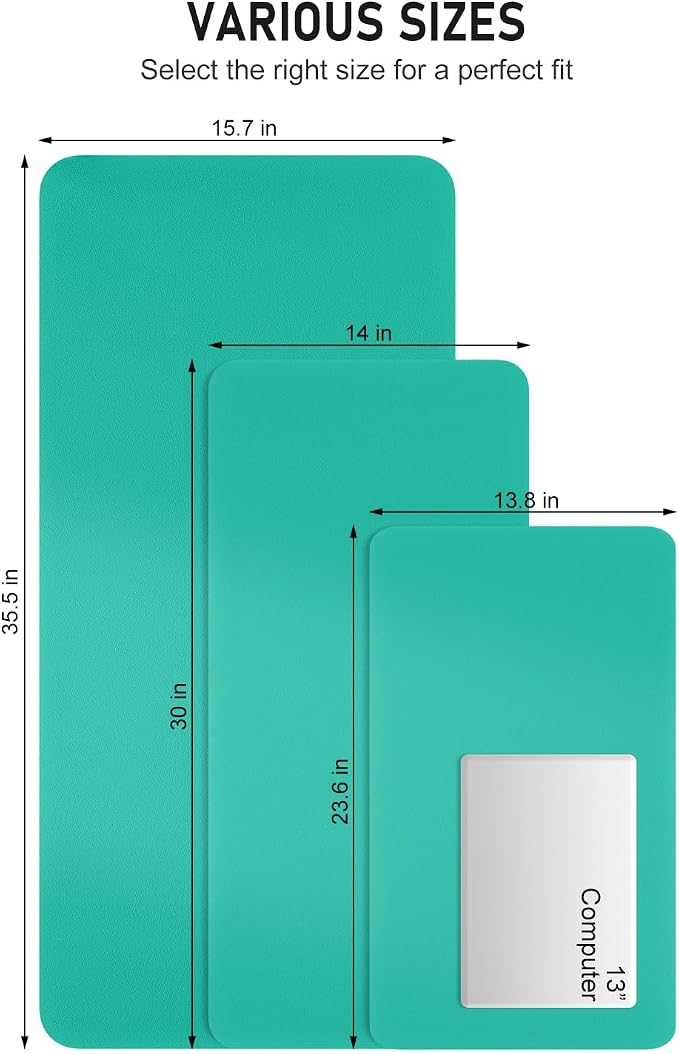 Desk Pad, 30" x 14" PU Leather Non-Slip Desk Mat Large Mouse Pad for Desktop, Waterproof Laptop Computer Writing Mat for Office, Home, Work, Gaming, Light Green