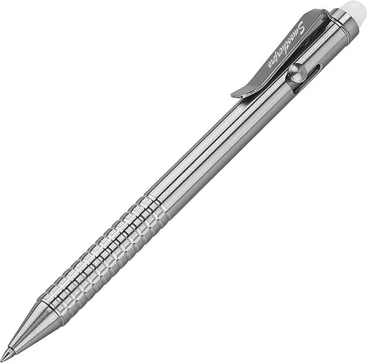 SMOOTHERPRO Bolt Action Pen, Stainless Steel Erasable Ballpiont Pen Compatible with Pilot FriXion Refill, EDC Pen for Writing, Natural(SSF010)