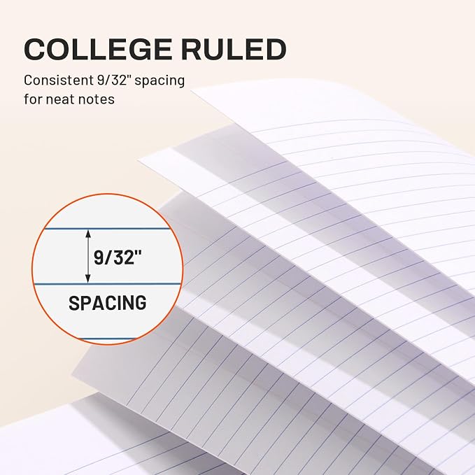 SUNEE Spiral Notebook, 2-Subject, College Ruled Paper, 6" x 9-1/2", 80 Sheets, Spiral Notebooks for School, Black