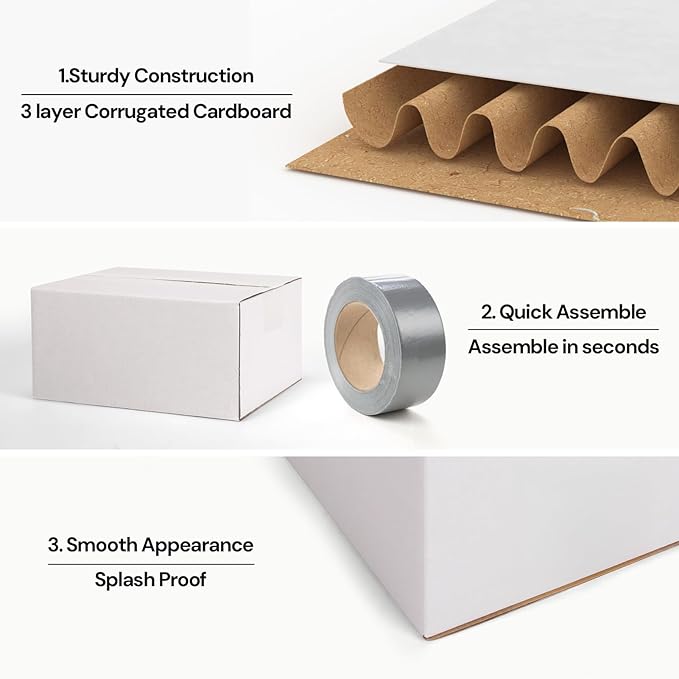 Rempry 30 Pack 8x6x4 Shipping Boxes White, Small Corrugated Cardboard Box for Mailing, Packaging Small Business, Kraft Mailer Gift Boxes