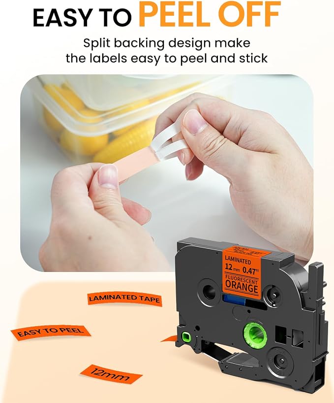 Replacement for Brother P Touch Label Tape Black on Orange TZe-B31 TZeB31 | 12mm 0.47'' Laminated TZe TZ Label Maker Tape, Compatible with Brother PT-D210 PT-D220 PT-H110 PT-D400 PT-D600, 2-Pack