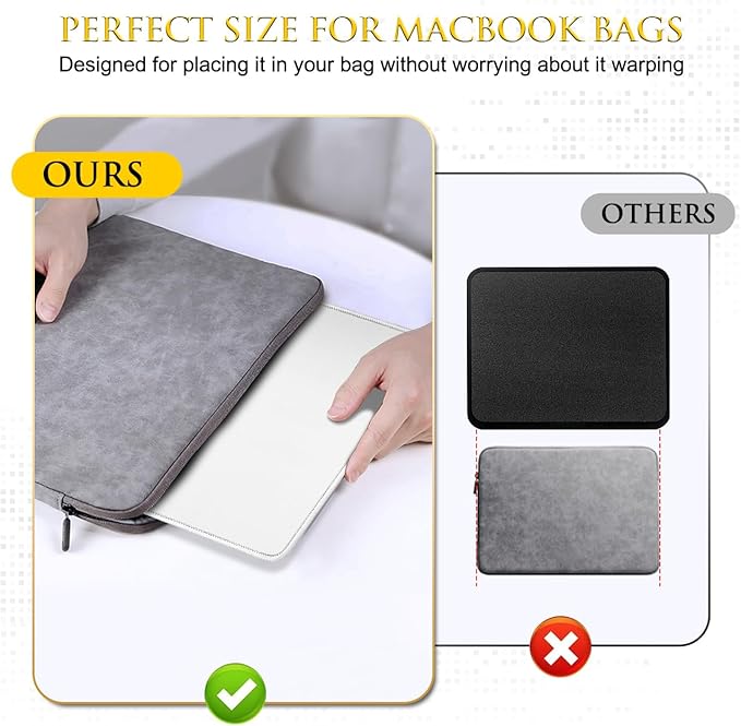 JIKIOU Mouse Pad with Non-Slip Rubber Base, Premium-Textured & Washable Computer Mousepad with Stitched Edges, Mouse Pads for Computers, Laptop, Gaming, Office & Home, 10.2 x 8.3 in Blank White