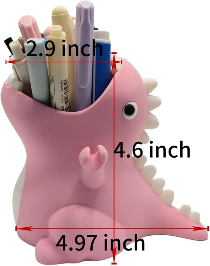TIME&TRAVE Cute Dinosaur Pen Holder for Desk, 3D Printed Creative Pencil Holder Desk Organizers, Office Supplies Decorations Idea Gift for Women Kids (Green)