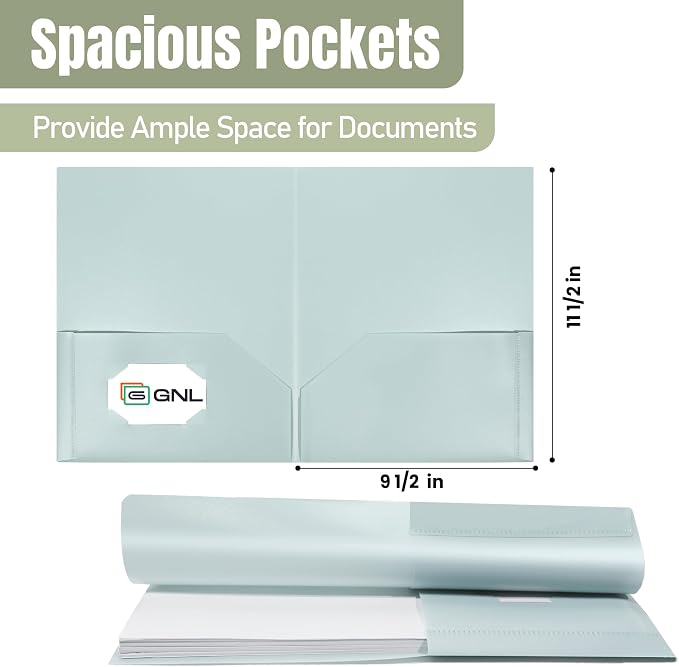 GNL Plastic Folders with Pockets, Pack of 5, Muted Pastel Colors, Heavy Duty 2 Pocket File Folders Letter Size, Pocket Folders for School, Home, and Office