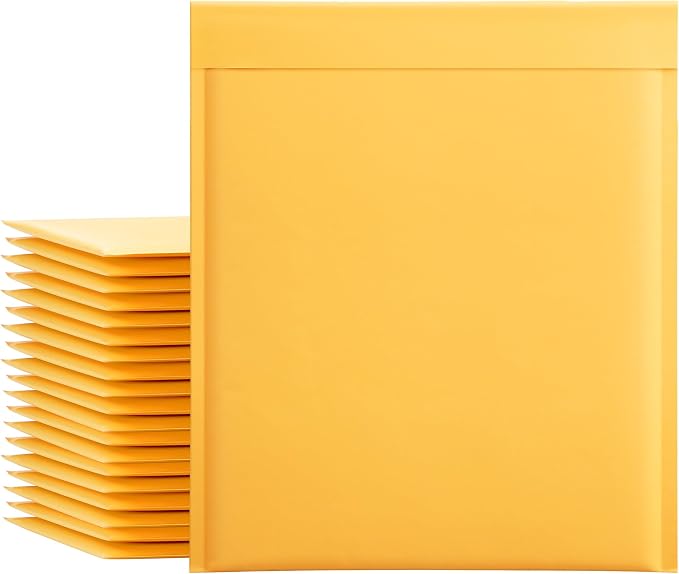 UCGOU Kraft Bubble Mailers 12x16" 25 Pack Usable Size 12x15" Yellow Padded | Self Seal Waterproof Padded Envelopes,Tear Resistant Large Bubble Mailer Shipping Bags for Book,Packing for Small Business