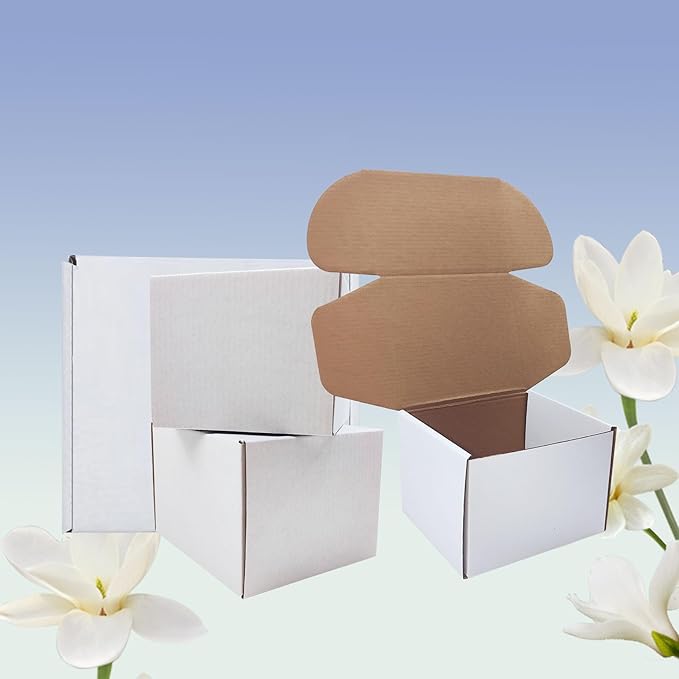 6x5x4 inch Shipping Boxes Set of 25， White Corrugated Cardboard Box Mailer Boxes for Packaging Small Business Shipping，Mailing Boxes Bulk for Birthday Wedding Party Book Literature Gift Giving