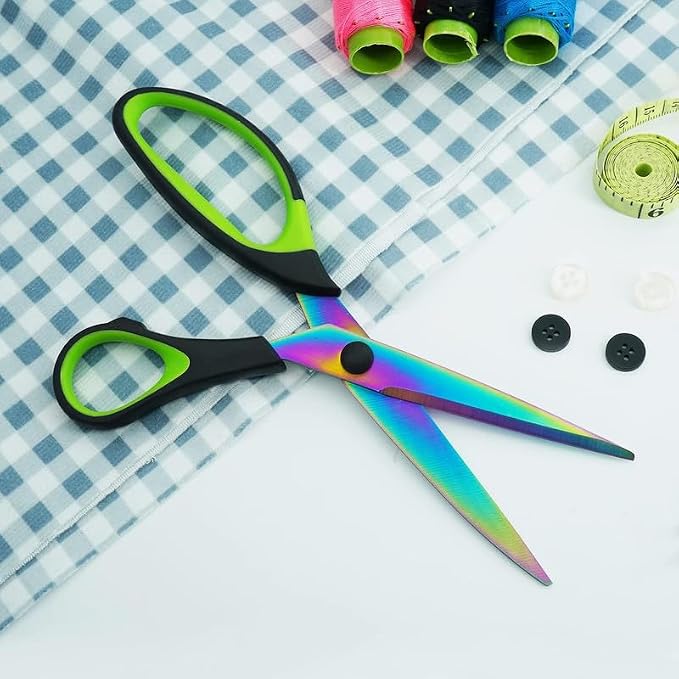 Scissors All Purpose,Titanium Blades Scissors, Heavy Duty, Soft Grip Handle - Set of 3, Great for Office, Sewing, Arts & Home