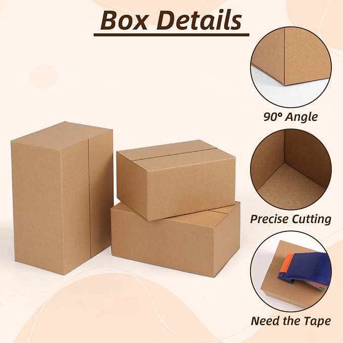 ZBEIVAN Shipping Boxes Mailers Assorted Sizes 10x7x5, 9x6x4, 8x6x4 inches Corrugated Cardboard Small Packing Kraft Moving Mailing Box, Pack of 30