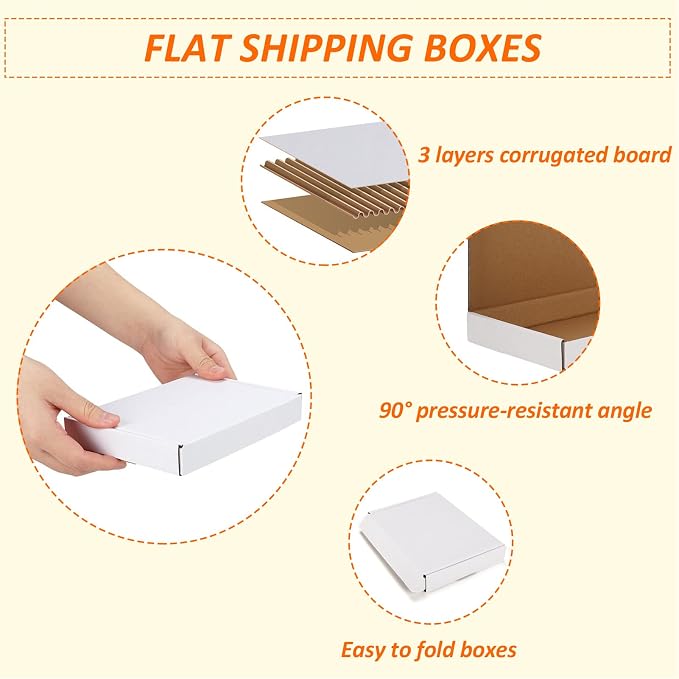 HORLIMER 7x5x1 Shipping Boxes Set of 100, White Corrugated Cardboard Mailer Box for Packing Small Business