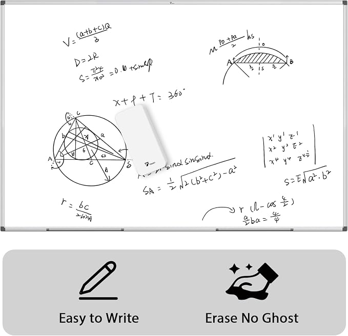 TOWON Magnetic Dry Erase Board 72x48 in, Aluminum Frame, Silver Border | Presentation white board wall mounted with markers, pen tray, magnets and cleaning wipe for office