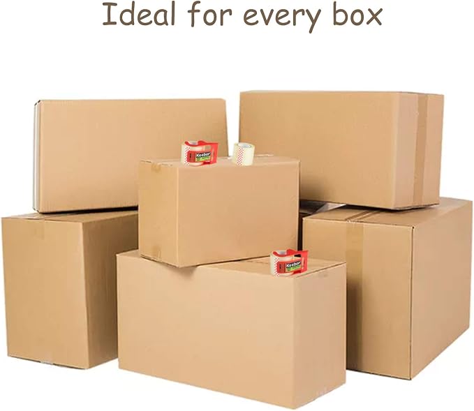 Packing Tape with Dispenser, 12 Rolls Clear Shiping Package Tape, 2'' x 32.8 yd, 1.5'' Core, Designed for Packing, Shipping & Mailing | 2'' x 32.8 yd, 1.5'' Core, Designed for Packing, Shipping & Mailing