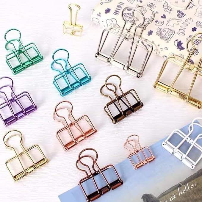 Purple Binder Clips - 36 Pack, 3/4 Inch, 19mm, Hollow Out, Capacity 0.31 Inch, Fold Clamp, Paper & Office Clips