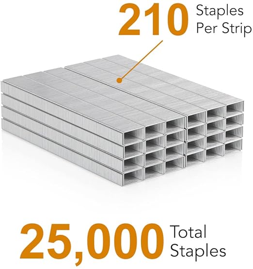 Staples Standard 5 Pack, Heavy Duty Chisel Point Standard Staples for Stapler 25,000 Pack 1/4 Inch, Jam Free Stapling