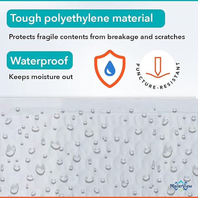 Bubble Mailers 7.25x12, Self Seal Poly Padded Envelopes #1, 100 Pack Bulk | Fits Comics, Photos & Cards, No Tape Needed, Cushioned Protection, Water-Resistant Poly, Made in USA