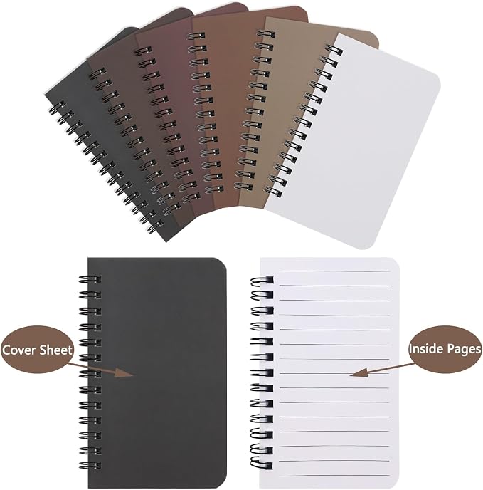 KTOJOY 6 Pack Spiral Notebook Small Pocket Notebook 3x5 Spiral Notepads With Lined Pages, Small Top Spiral Notebook Little Mini Memo Steno Note Pads for Outdoor Home Office College School