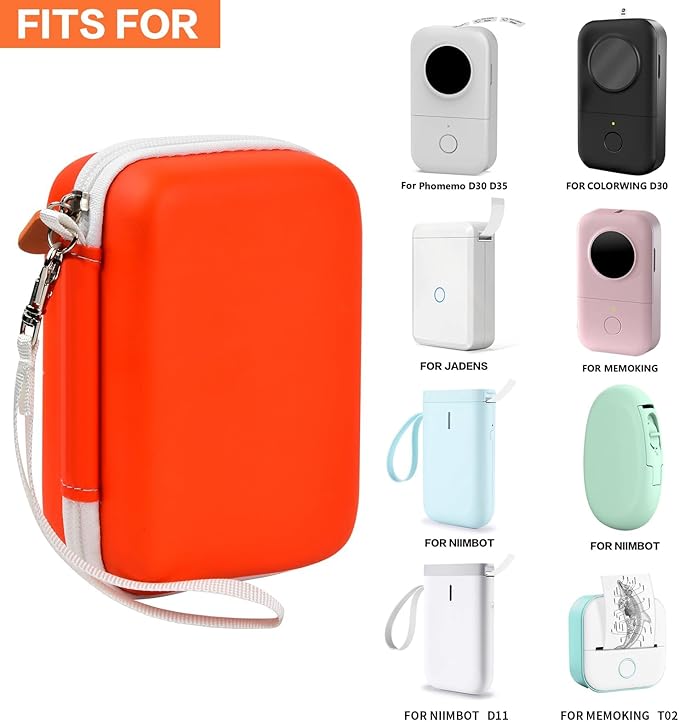 PAIYULE Hard Carrying Case for Phomemo D30 D35 Label Maker, Label Printer Case for Nelko P21, for NIIMBOT D110 D11, for Marklife P11 P12, for SUPVAN E10, Protective EVA Storage Bag with Mesh Pocket