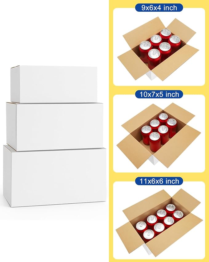 Assorted-Sizes-Shipping-Boxes-45-Pack: 9x6x4 & 10x7x5 & 11x6x6 Small-Shipping-Boxes-Mailers, White-Boxes, Corrugated-Cardboard-Boxes-for-Packing-Small-Business Mailing