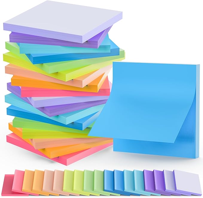 Stick Notes 3x3, Bright Color Stick Notes, 36 Pads, Super Sticky & Recyclable, for Home, Office, School