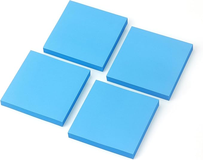 Sticky Notes 3x3 Pop Up with Bright Colors (Blue), 4 Pads 90 Sheets/Pad | Bright Blue Pop Up Self-Stick Notes Pads, 360 Sheets Total, Perfect for Daily Reminders, Study Notes, and Office Memos