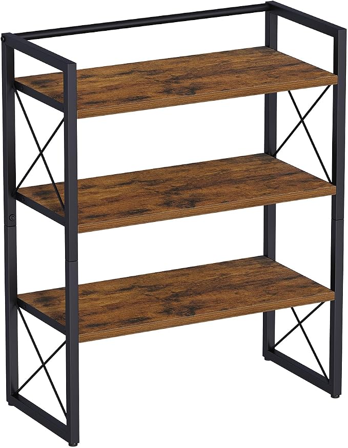 YINMIT Desk Shelf Organizer for Top of Desk with 3-Tier Open Shelves | Wood Desktop Shelf, Tabletop Shelf Storage Rack and Freestanding Display Shelf for Home Office Kitchen Dorm