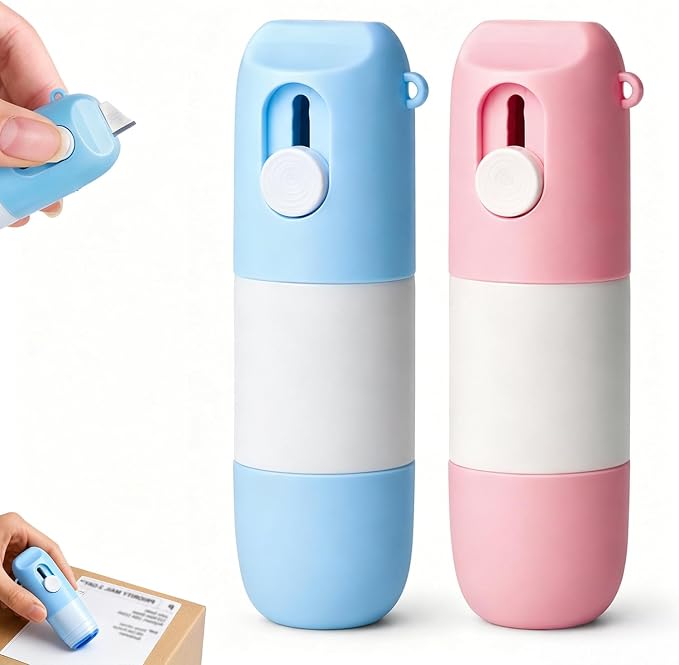 2-in-1 Box Cutter & Thermal Paper Eraser Pen- Water-Based Redacting Marker Pen with Built-In Unboxing Knife for One Smear Printed Text Covering on Labels, Receipts, Packages, Mail (2Pack)