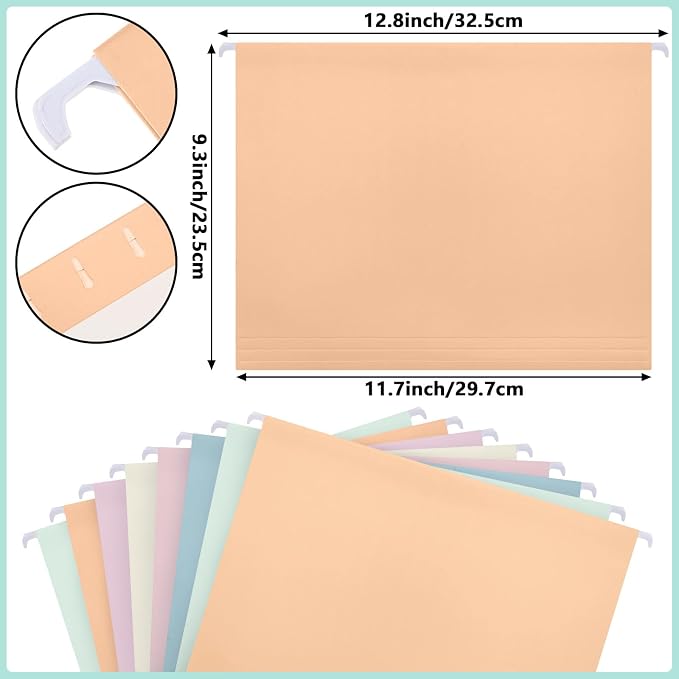 Dispowreath 24 Hanging File Folders Acrylic Desktop Organizer,Colorful | Clear Acrylic Box with Handles, Letter A4 Compatible, Colorful Tab Labels Included, for Classroom Office,Back to School
