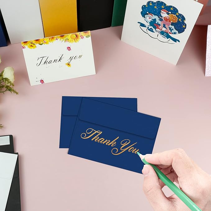 YINUOYOUJIA 50 Packs of A7 envelopes for invitation, 5x7 envelopes for Cards-Self Seal, Square Flap, Great for Wedding, Baby Shower, Mailing, Birthday Party (navy blue)