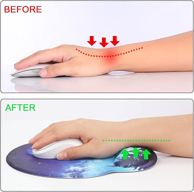 Ergonomic Mouse Pad with Wrist Support Rest,Large Mousepad Gel Wrist Rest, with Coaster Non-Slip & Pain Relief for Computer, Desk, Home&Office-Forest Moon
