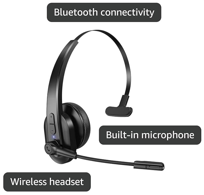 Sarevile Wireless Headset with Microphone, Bluetooth Headset for Cell Phones, Computer, Zoom Skype Mettings, On Ear for Work