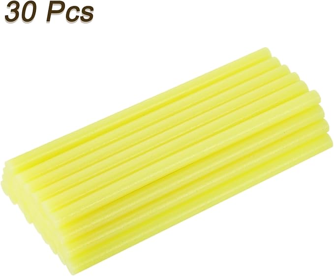 uxcell 30pcs Full Size Hot Glue Gun Sticks 8-inch x 0.43-inch High Sticky Large Hot Glue Sticks for Glue Gun, Glitter Yellow