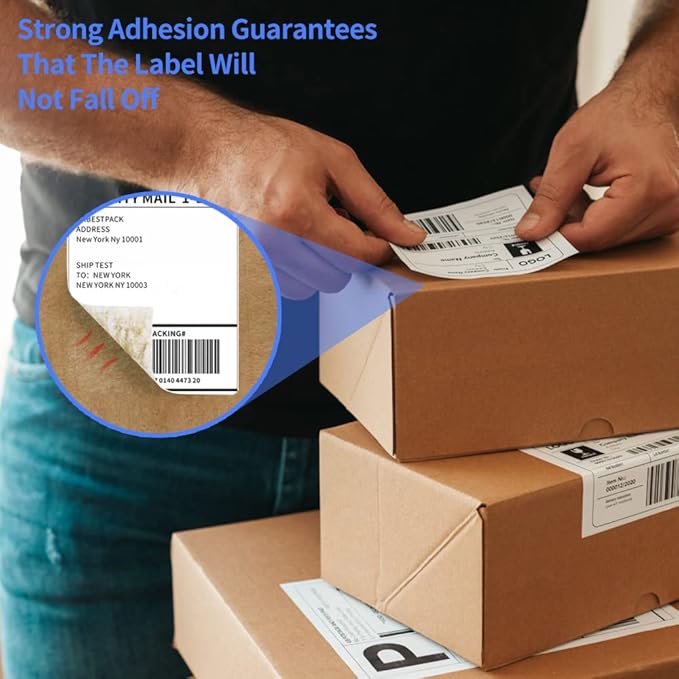 4" x 6" Fanfold Direct Thermal Labels, 8000 Total 8 Stacks, White Perforated Shipping Labels Compatible with Zebra, Elton Printers