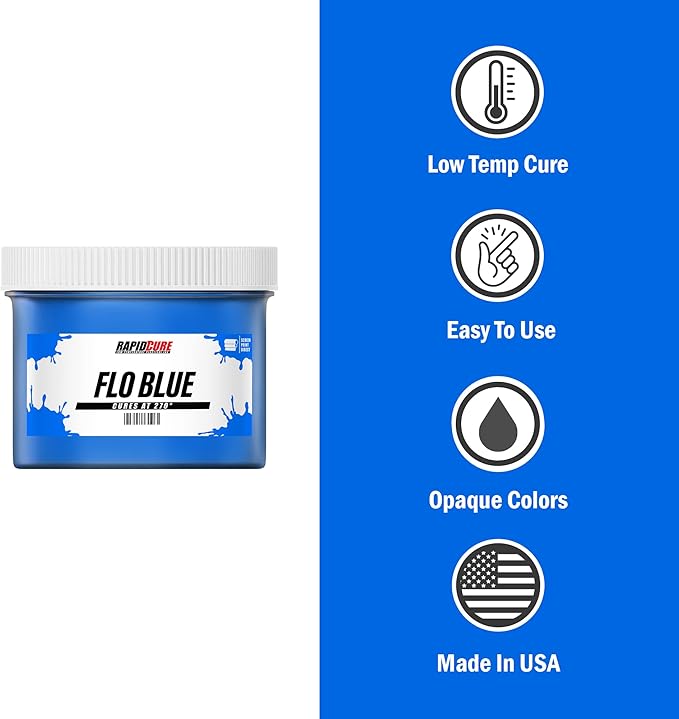 Rapid Cure® Screen Printing Ink Fluorescent Blue (Pint - 16oz.) - Plastisol Ink for Screen Printing, Fast Curing Fabric Paint - Screen Print Direct®, USA Made