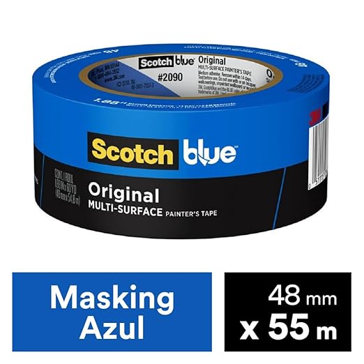ScotchBlue Original Multi-Surface Painters Tape, 2 Inch Wide (1.88 In. x 60 Yds), 1 Roll Blue Paint Tape Protects Surfaces & Removes Easily, Masking Tape for Indoor and Outdoor Use (2090-48NC)