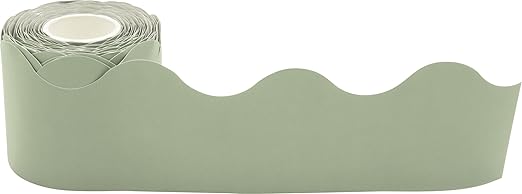 Teacher Created Resources Sage Green Scalloped Rolled Border Trim - 50ft - Decorate Bulletin Boards, Walls, Desks, Windows, Doors, Lockers, Schools, Classrooms, Homeschool & Offices