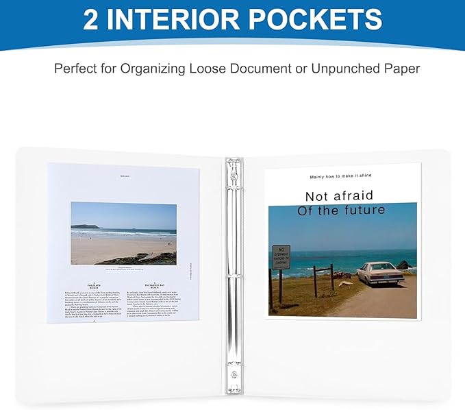 Durable 3 Ring Binders 0.5 Inch 36 Pack Bulk, Clear View Binders Bulk Three Ring Binders PVC Free, Fit for 8.5x11 inches for School or Office Supplie(White