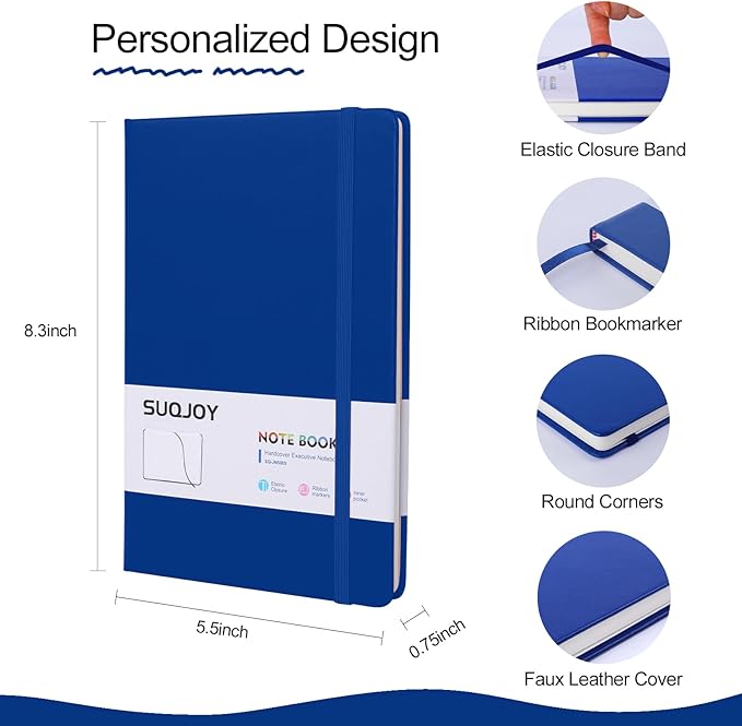 Lined Journal Notebooks for Writing, 100 GSM Thick Paper, 1 Pack Hardcover Notebooks, A5 College Ruled Notebook, Journaling Notebook for School/Travel/Office (Blue- 1 Pack)