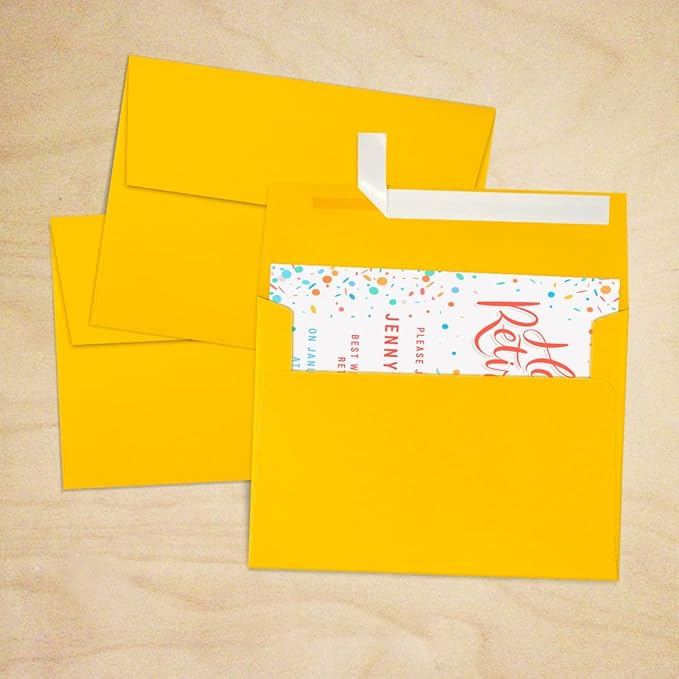 LUXPaper A7 Invitation Envelopes | Peel & Press | 5 1/4" x 7 1/4" | Sunflower Yellow | 80lb. Text | 50 Qty