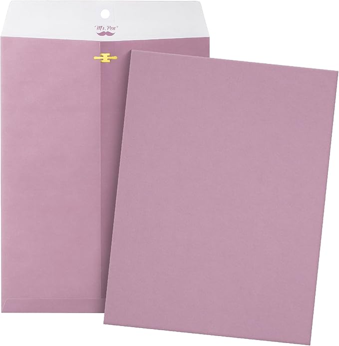 Mr. Pen- Clasp Envelopes, 18 Pack, 9" x 12", Purple, Kraft Letter Size Envelopes, Purple Envelopes, Document Envelope, Clasp Kraft Envelopes, Clasp and Gummed Closure Envelopes, Manilla Envelopes