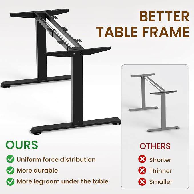Veken 63" x 28" Super Large Standing Desk, Conference Room Tables, Brown | Height Adjustable Electric Computer Desk, Sit to Stand Up, Modern Workstation for Home Office, Writing, Gaming Study
