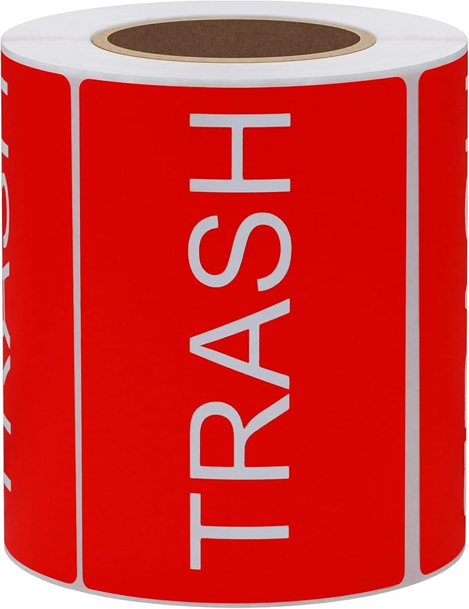 Hybsk 300pcs Trash Stickers 3x2 inch Clean Sign Disposal Reminder Labels for Garbage Homes, Offices, Warehouses (Pack of 5)