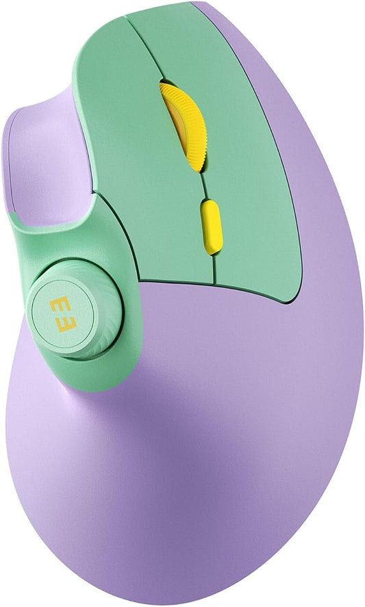 seenda Ergonomic Mouse Wireless, MOU-302 Bluetooth Vertical Mouse Rechargeable, Optical Mice with 1000/1600/2400 DPI, Volume Knob, 3 Multi-Device Connectivity for Computer/PC/Laptop/Mac, Purple