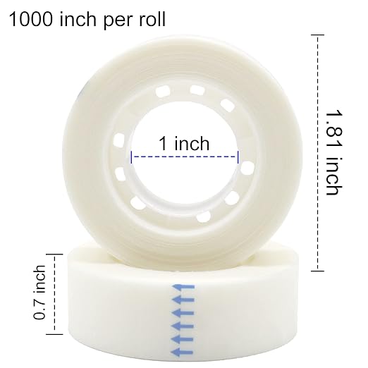 OWLKELA 6 Rolls Matte Adhesive Tape, 0.7" x 1000" | Foggy Translucent, Invisible Tape, Compatible with Standard Tape Dispenser, Office, Ideal for Home and School