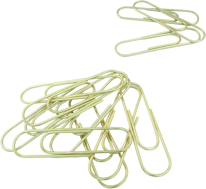 4 Inch Jumbo Paper Clips, Gold, 15Pcs | Coated Large Reusable Big Paperclips for Office, School, Home Document Organizing