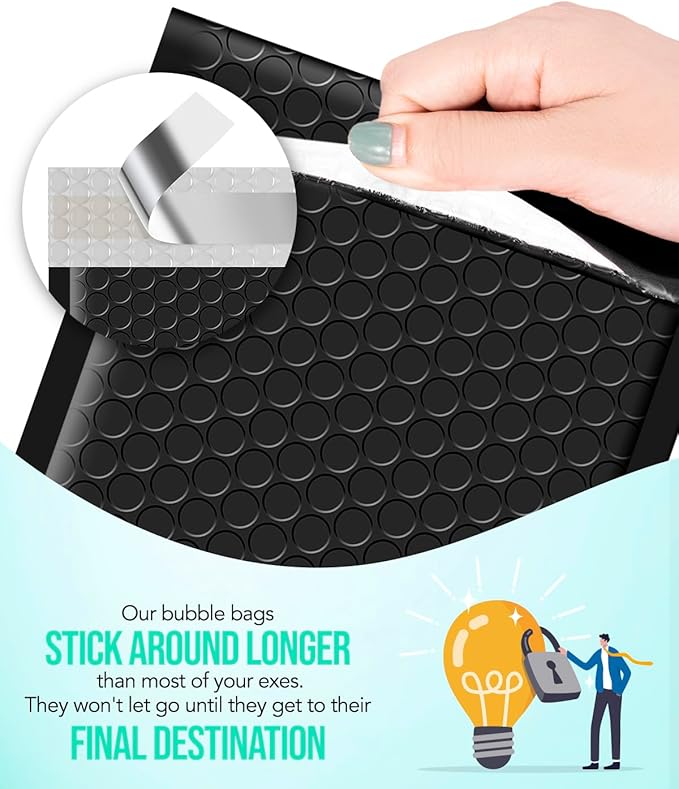 GSSUSA Black Bubble Mailers 5x10" Small Padded Envelopes 100 Pack Usable Size 5X9" Bubble Shipping Envelopes,Strong Adhesion Padded Mailer,Self-Seal Bubble Envelopes for Small Business.