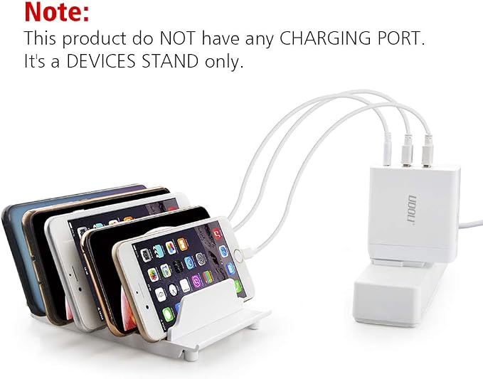 Adjustable Universal Cell Phone Dock Stand Holder, Tablet Organizer Multi Device Desktop Stand for iPhone Samsung Galaxy Google Nexus Kindle - No Charging Port (White)